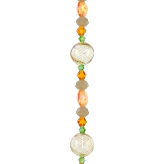 12 Pack: Yellow Lampwork Glass Stripe Round Beads by Bead Landing™